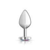 Clear Iridescent Heart Gem Silver Metal Plug - Md