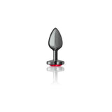 Deep Red Heart Gem Gunmetal Metal Plug - Sm