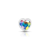 Clear Iridescent Heart Gem Silver Metal Plug - Md
