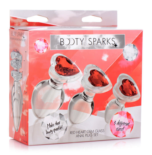 "Red Heart Gem Glass Anal Plug Set BTYS-AG433"