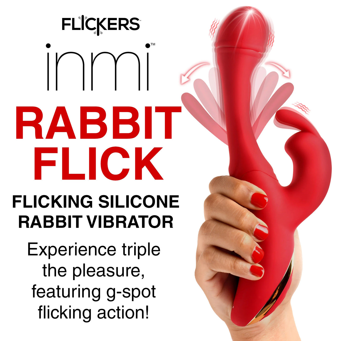 Rabbit Flick Flicking Silicone Rabbit Vibrator - Red