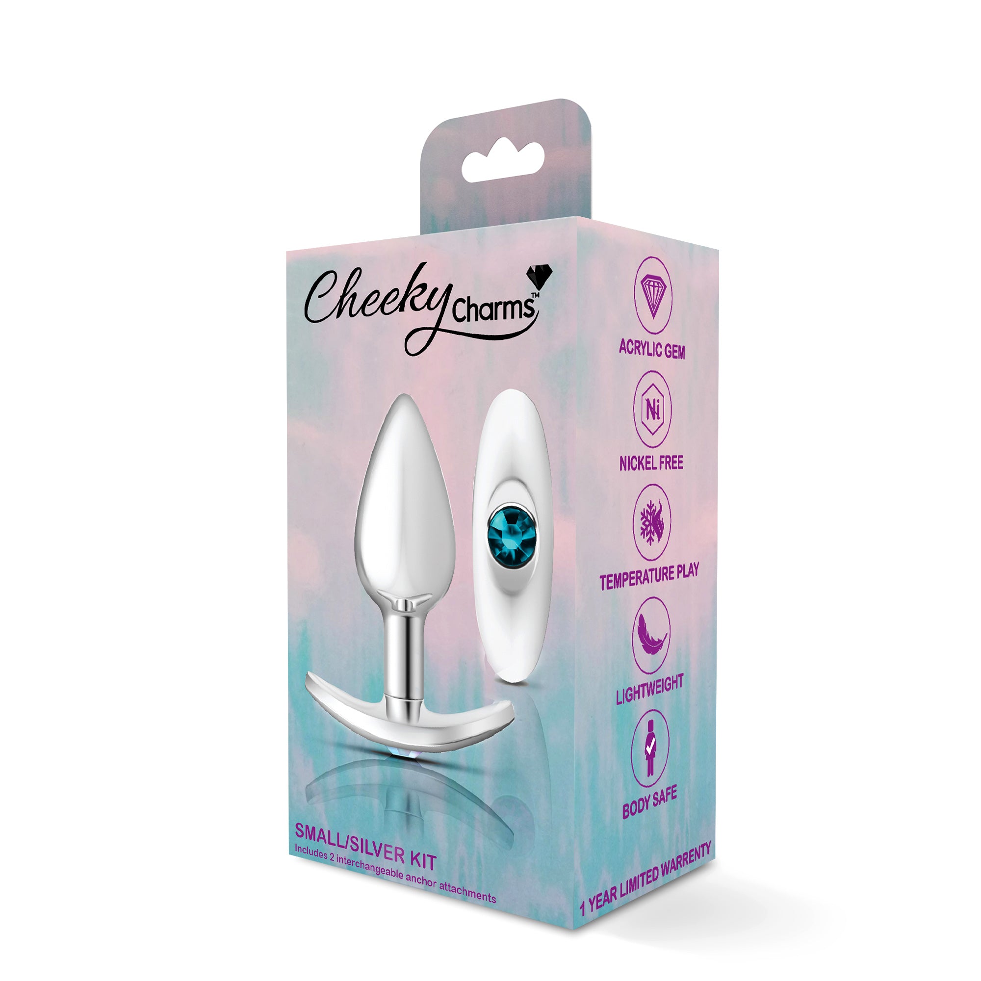 Silver Anchor Buttplug Kit - Clear Iridescent/teal