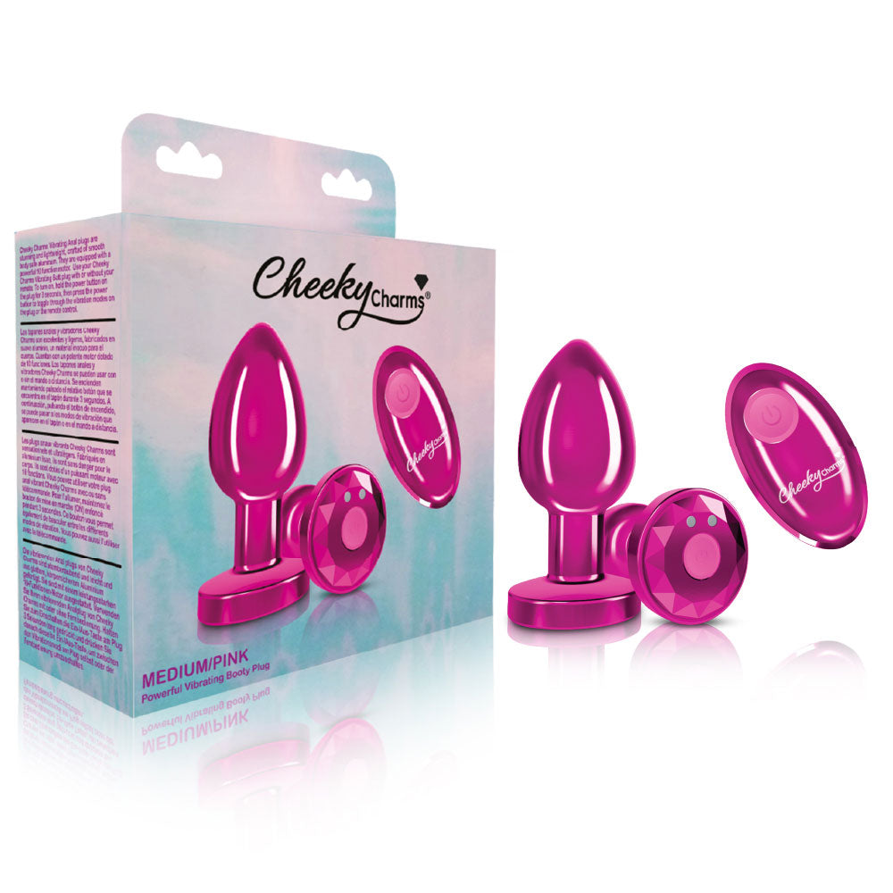 Vibrating Pink Metal Remote Plug - Medium