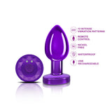 Vibrating Purple Metal Remote Plug - Medium