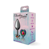 Rainbow Heart Gem Gunmetal Metal Plug - Md