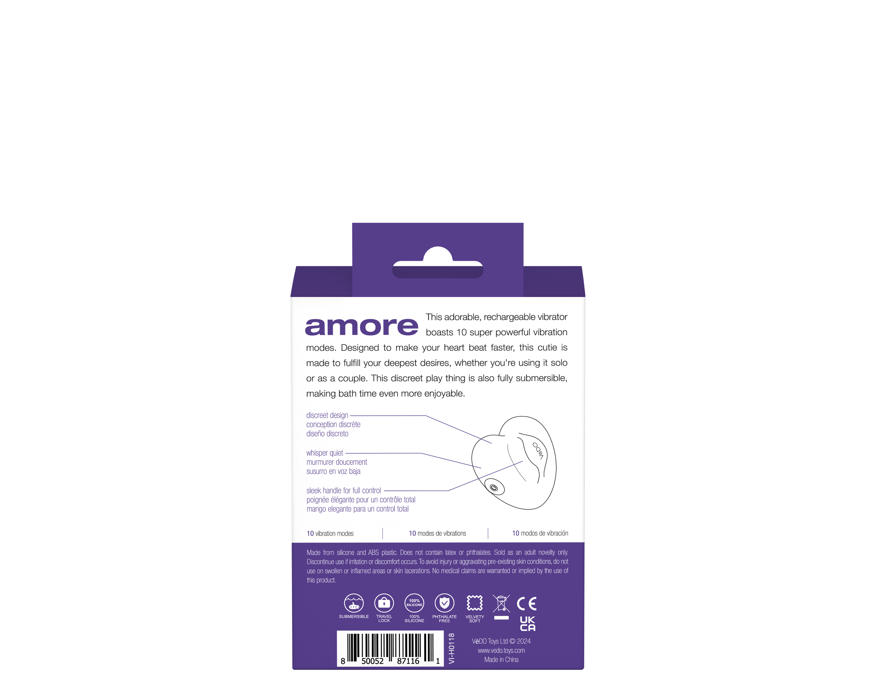 "Amore Rechargeable Pleasure Vibe - Purple VI-H0118"