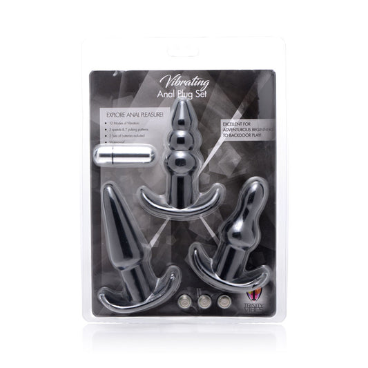 "4 Piece Vibrating Anal Plug Set - Black TV-AF832BLK"