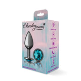 Teal Round Gem Gunmetal Metal Plug - Md