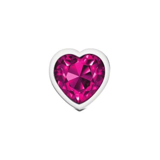 Bright Pink Heart Gem Silver Metal Plug - Md