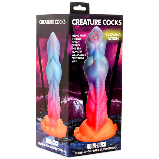"Aqua-Cock Glow-in-the-Dark Silicone Dildo CC-AH291"