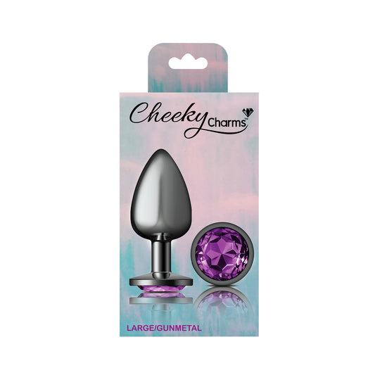 "Purple Round Gem Gunmetal Metal Plug - Lg VB-CC9125"