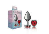 Deep Red Heart Gem Gunmetal Metal Plug - Md