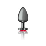 Deep Red Heart Gem Gunmetal Metal Plug - Lg