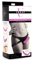 "Double Charmer Silicone Double Dildo With Harness - Purple SU-AG912"