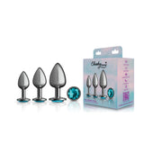 Teal Round Gem Anal Trainer Kit - Gunmetal