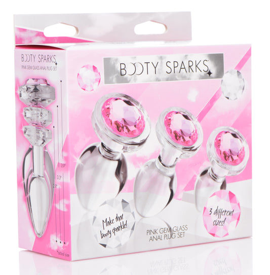 "Pink Gem Glass Anal Plug Set BTYS-AG431"