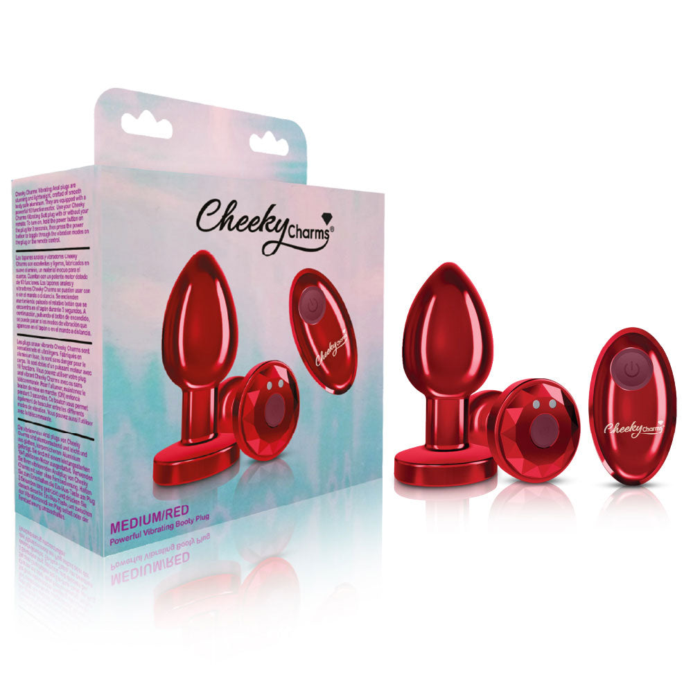 Vibrating Red Metal Remote Plug - Medium