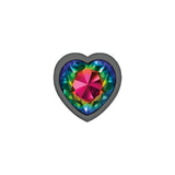 Rainbow Heart Gem Gunmetal Metal Plug - Md