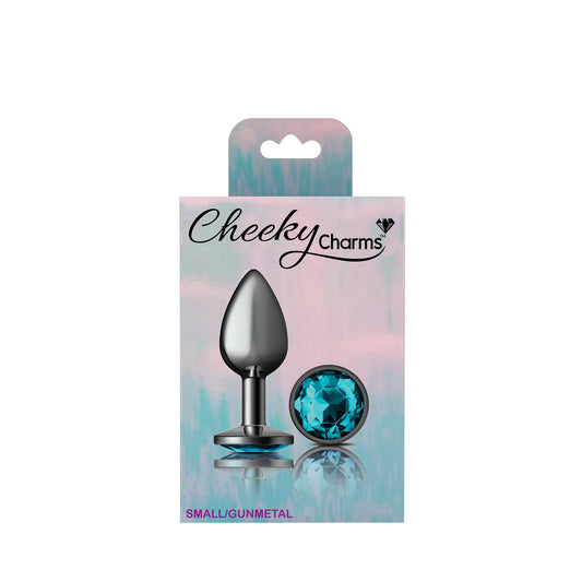 "Teal Round Gem Gunmetal Metal Plug - Sm VB-CC9120"