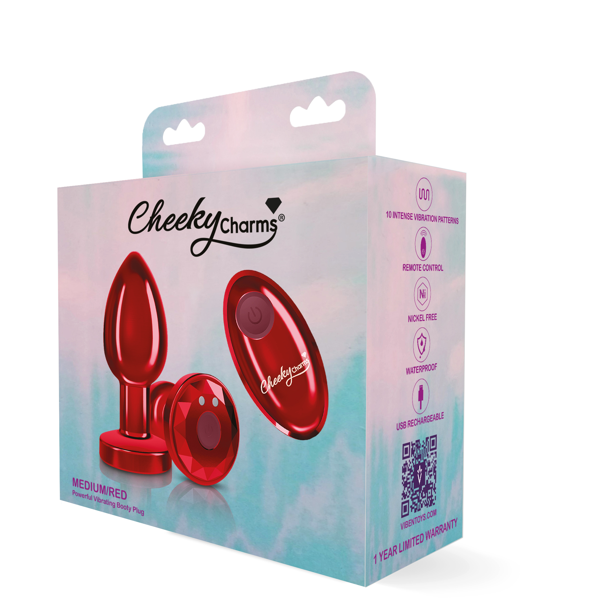 Vibrating Red Metal Remote Plug - Small