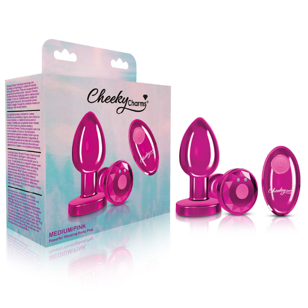 Vibrating Pink Metal Remote Plug - Medium