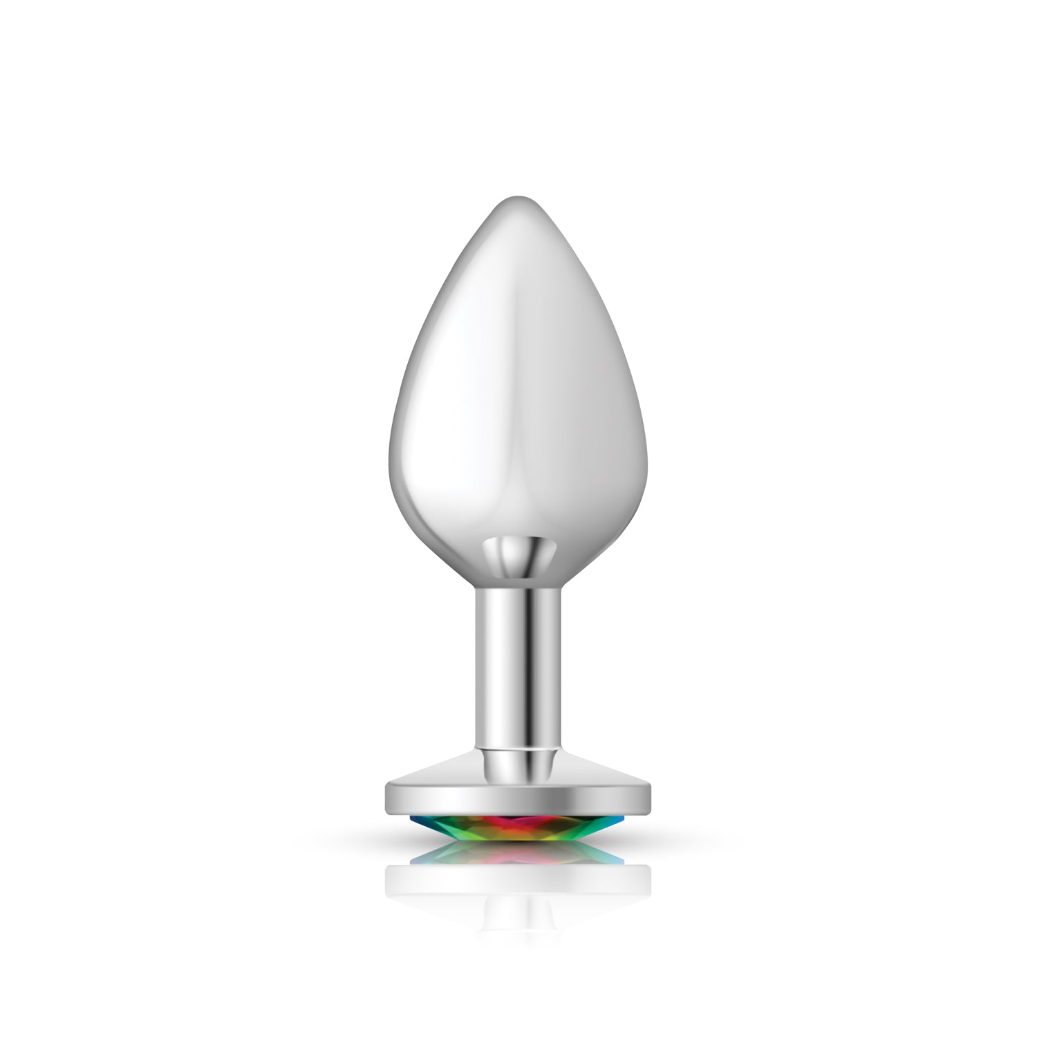 Rainbow Round Gem Silver Metal Plug - Md