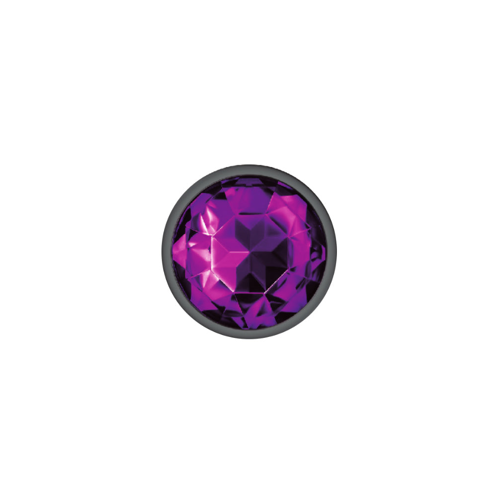 Purple Round Gem Gunmetal Metal Plug - Md