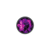 Purple Round Gem Gunmetal Metal Plug - Md