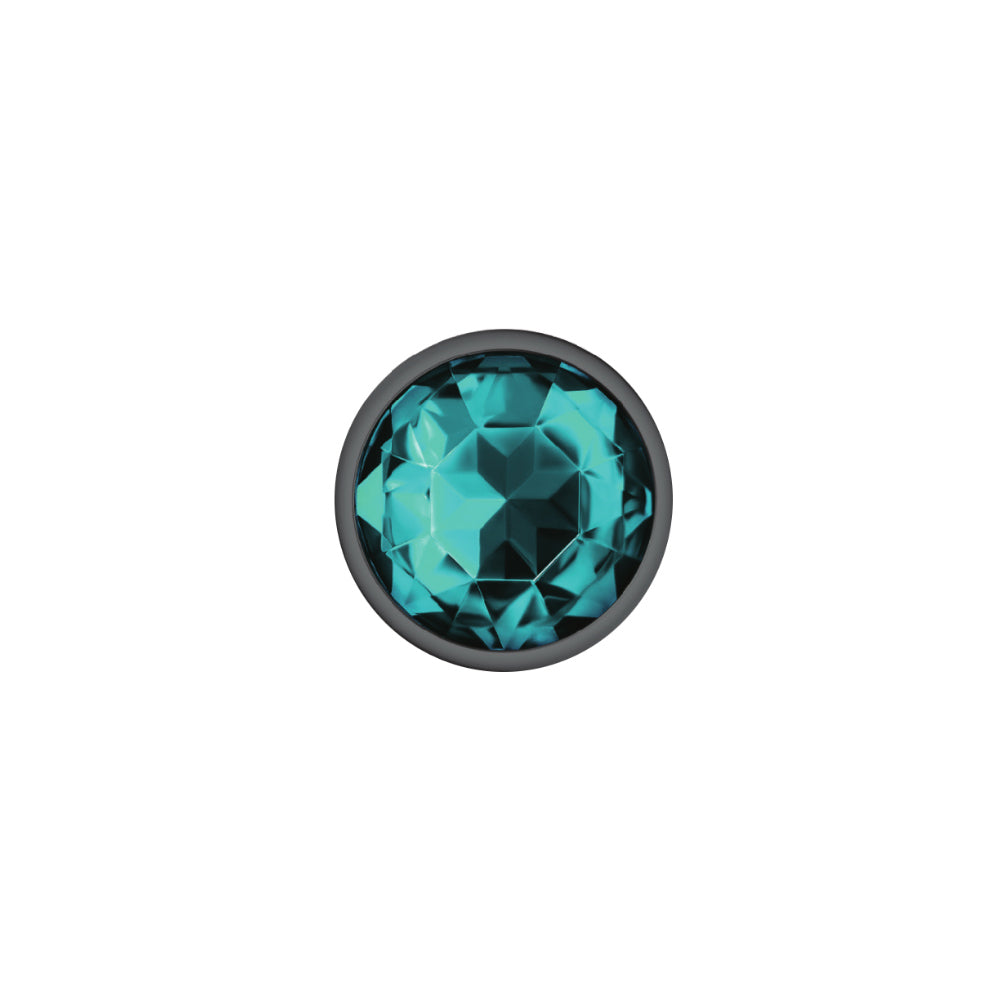 Teal Round Gem Gunmetal Metal Plug - Sm