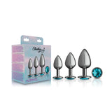 Teal Round Gem Anal Trainer Kit - Gunmetal