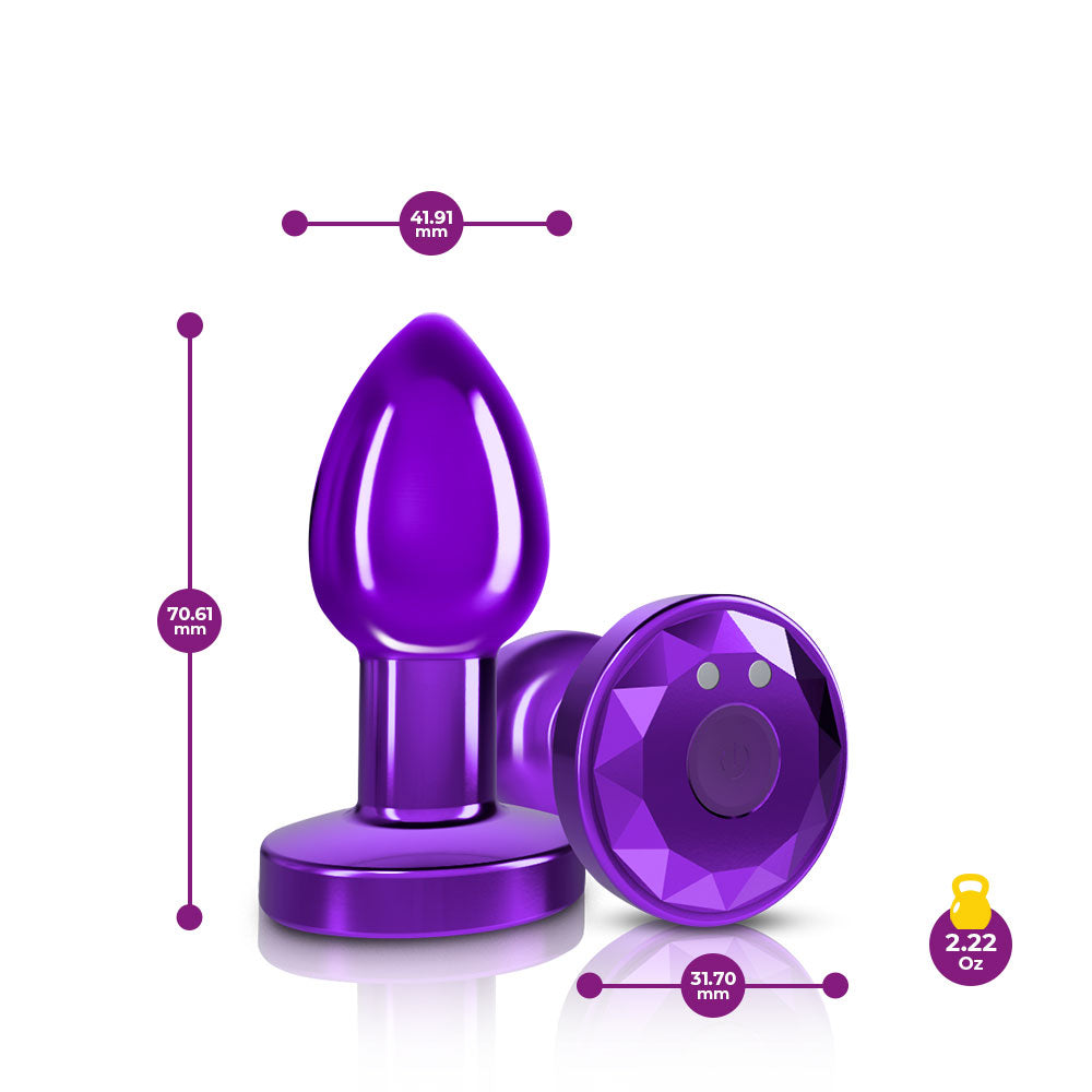 Vibrating Purple Metal Remote Plug - Small