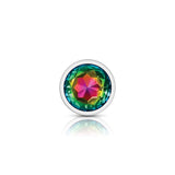Rainbow Round Gem Silver Metal Plug - Lg
