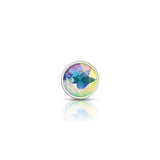 Clear Iridescent Round Gem Silver Metal Plug - Sm