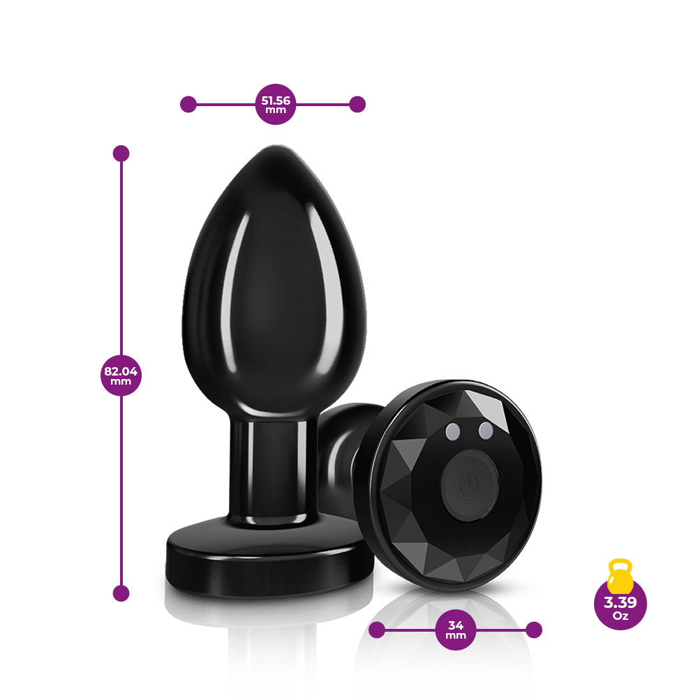 Vibrating Gunmetal Metal Remote Plug - Medium