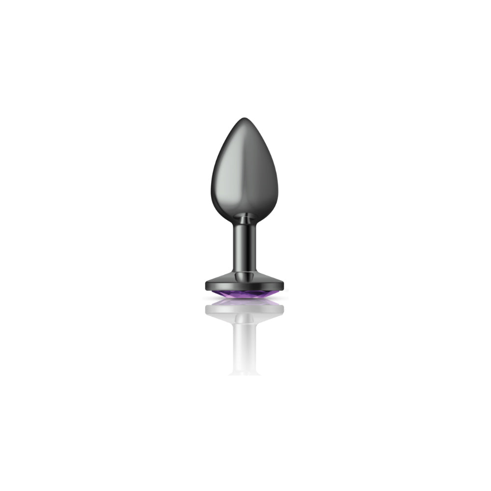 Purple Round Gem Gunmetal Metal Plug - Sm