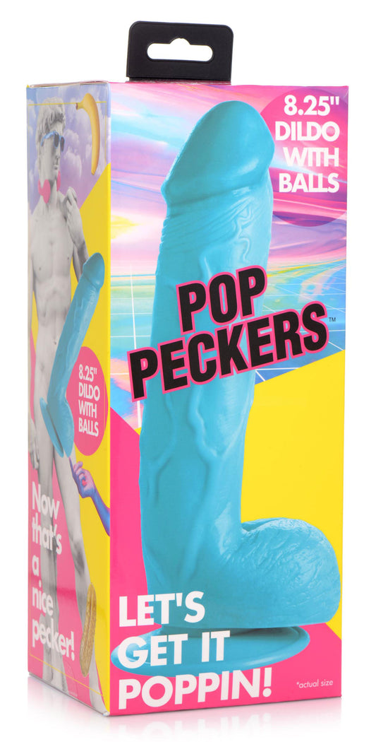 "Pop Pecker 8.25 Inch Dildo With Balls - Blue POPP-AG768-BLU"