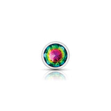 Rainbow Round Gem Silver Metal Plug - Md