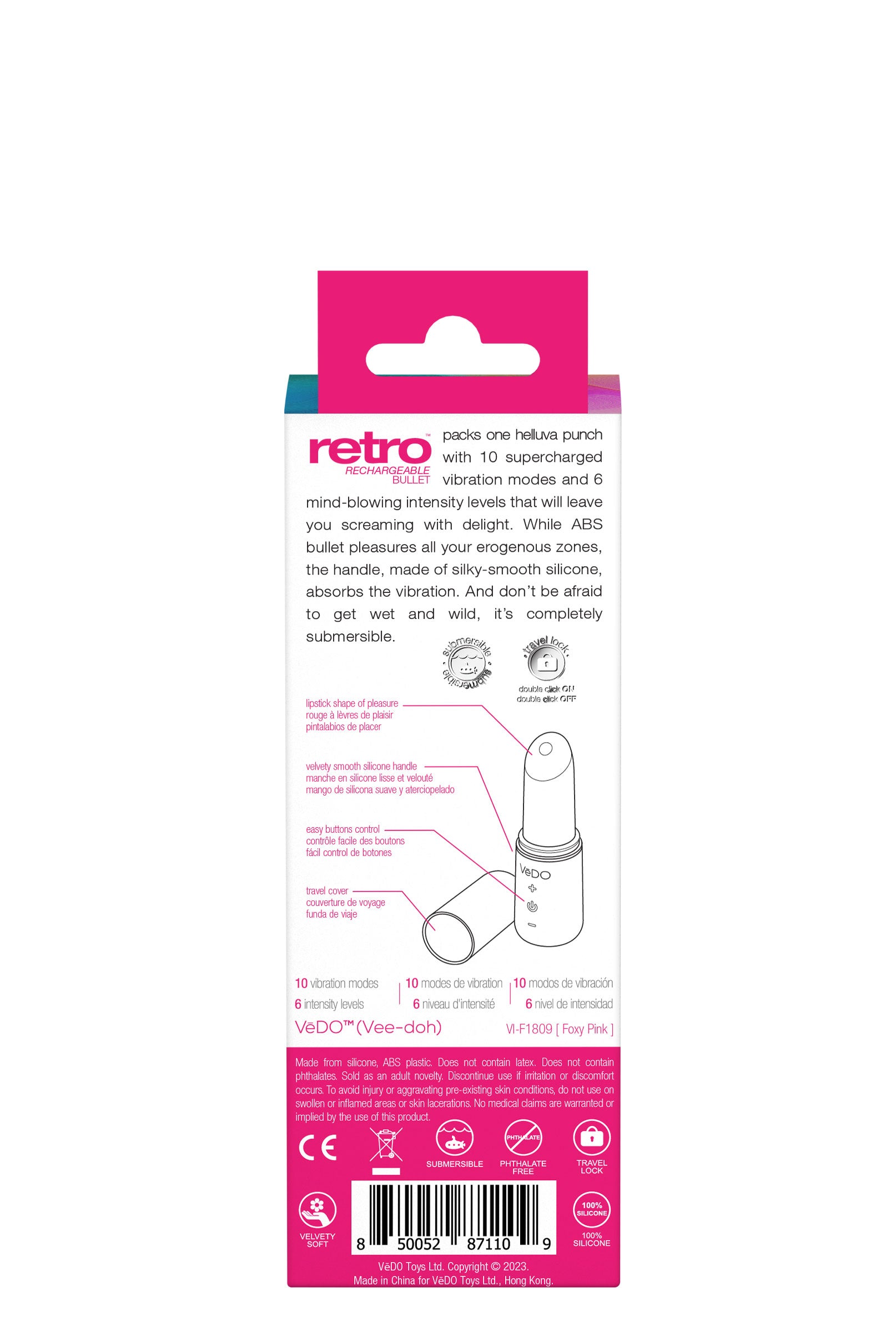 "Retro Rechargeable Bullet - Pink VI-F1809"