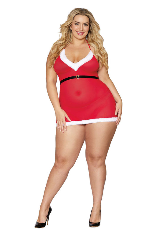 Santa Baby Chemise - Queen Size - Lipstick Red DG-12676LRDQ