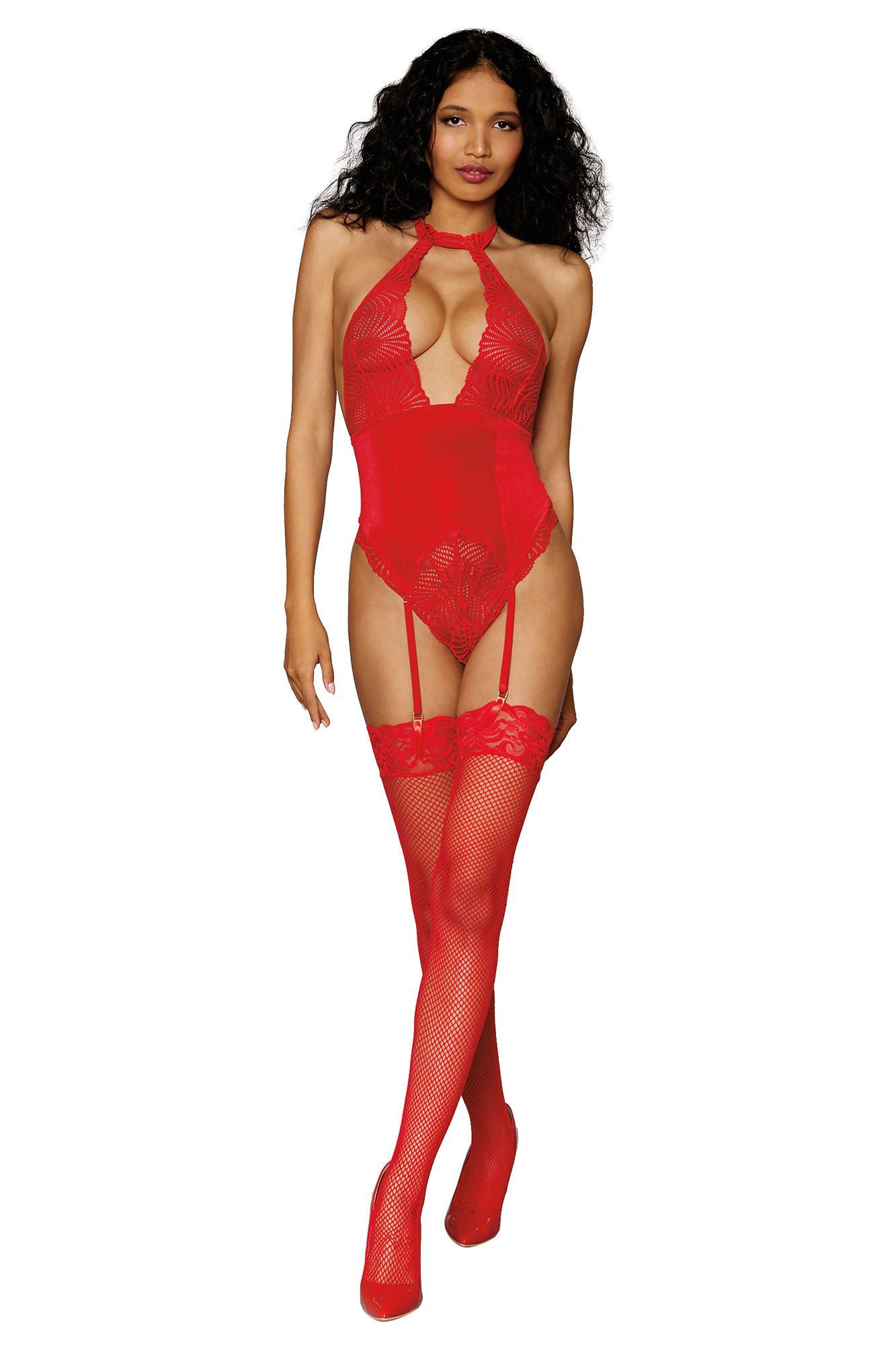 Garter Teddy - One Size - Lipstick Red DG-12670LRDOS